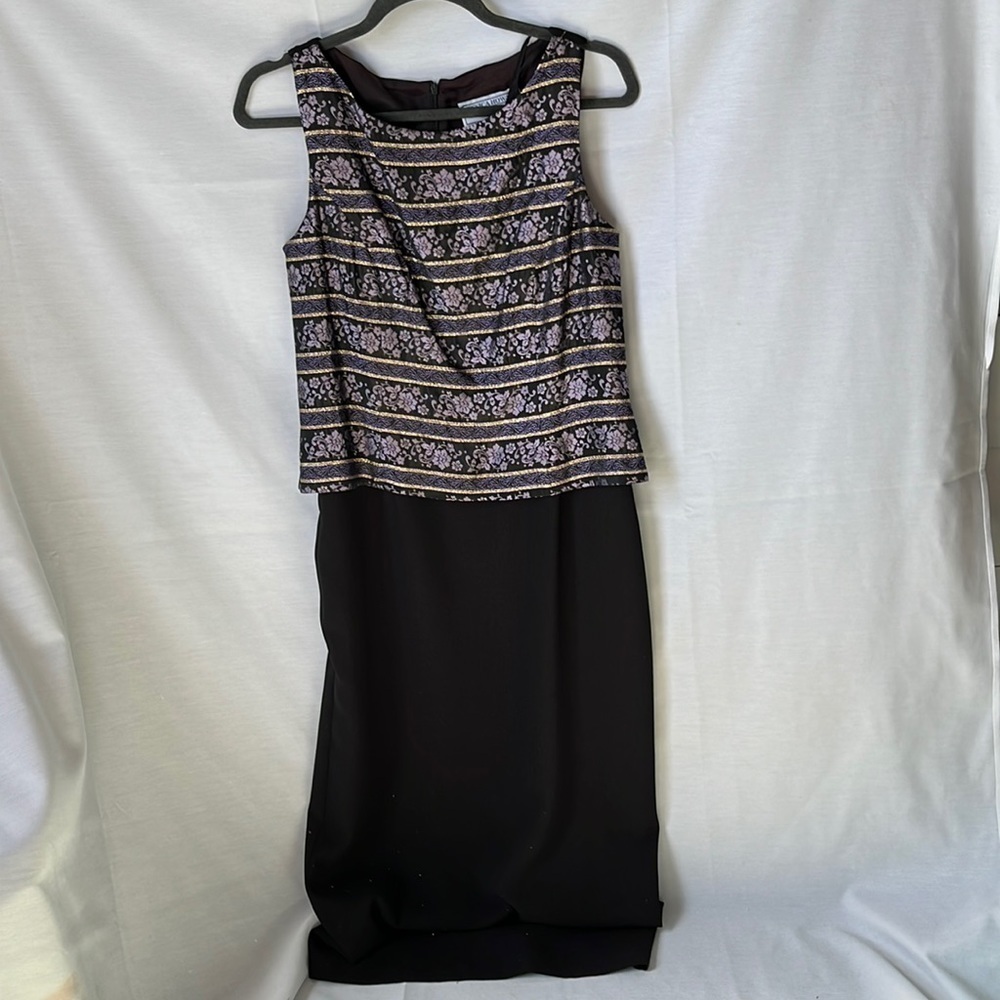 Jessica Howard Black and Lavender Maxi Dress